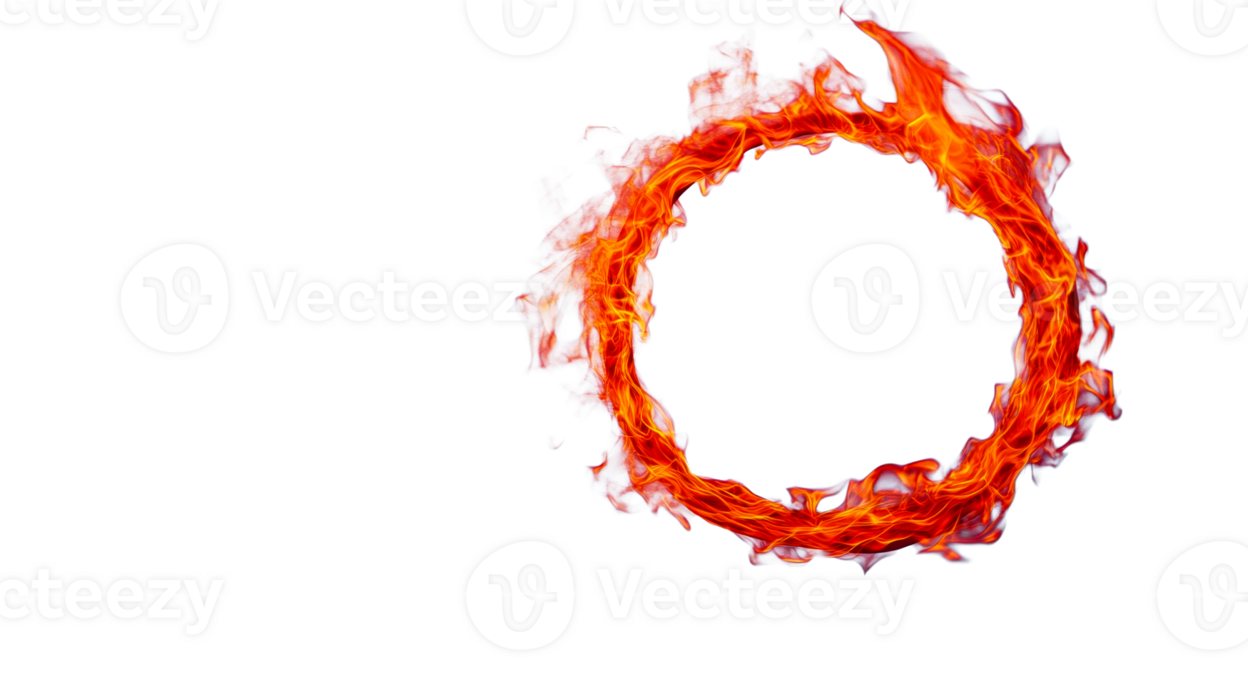 Fiery ring frame bright glowing, power mystical energy circle, cut out transparent png