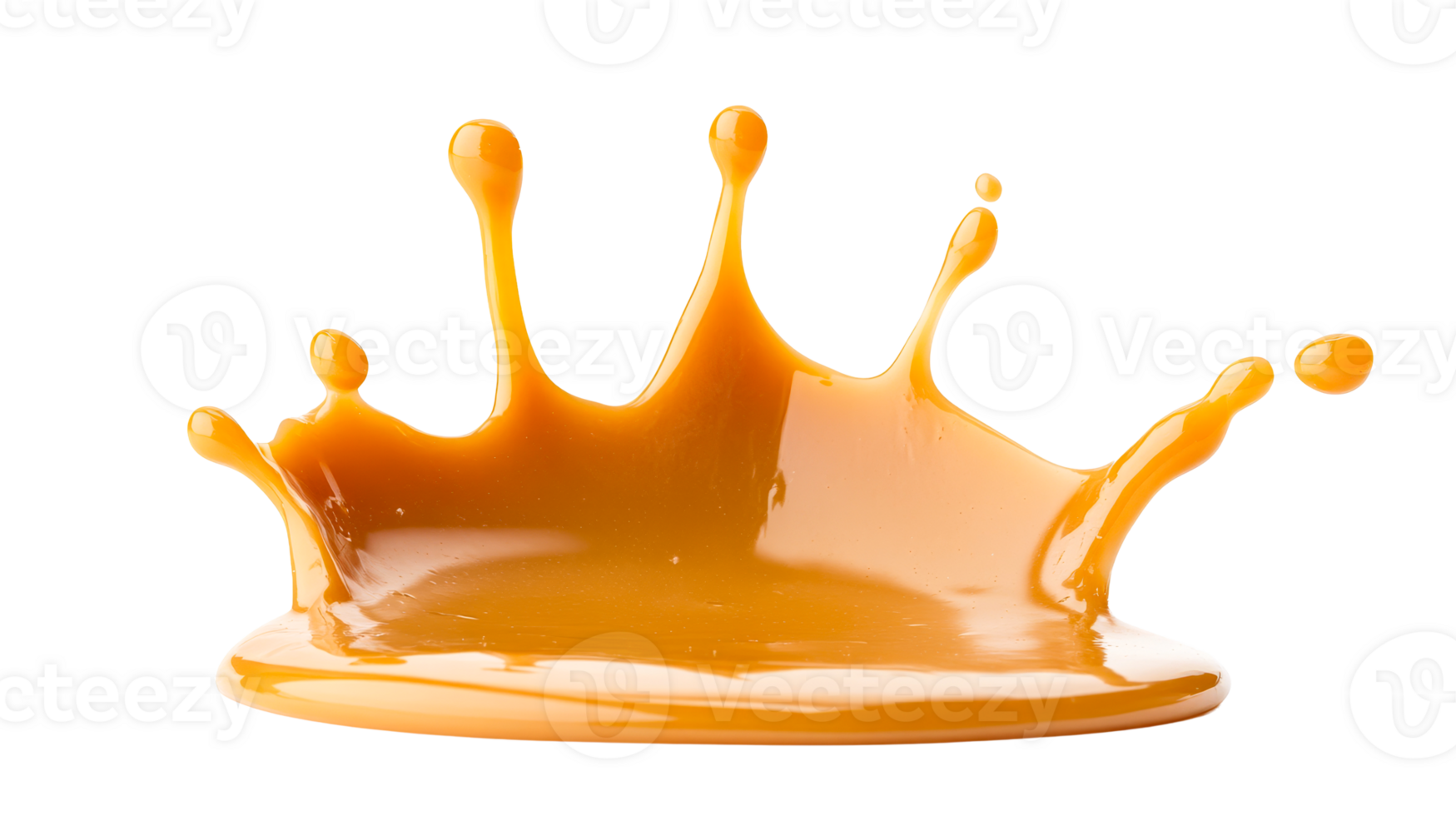 Splash of caramel crown, liquid sweetness, delicious dessert, cut out transparent png