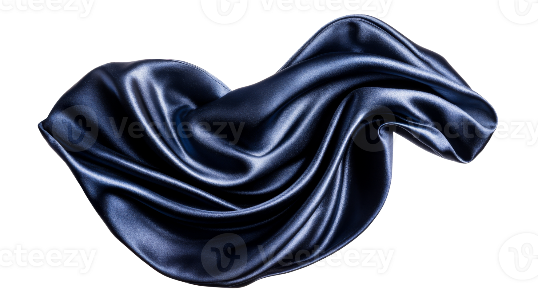 Silk drapery with shiny texture creates abstract shape, cut out transparent png