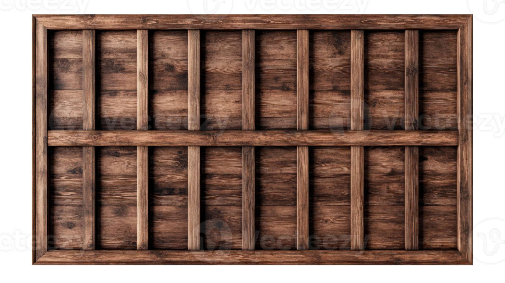 Wooden screen with latticework design, cut out transparent png