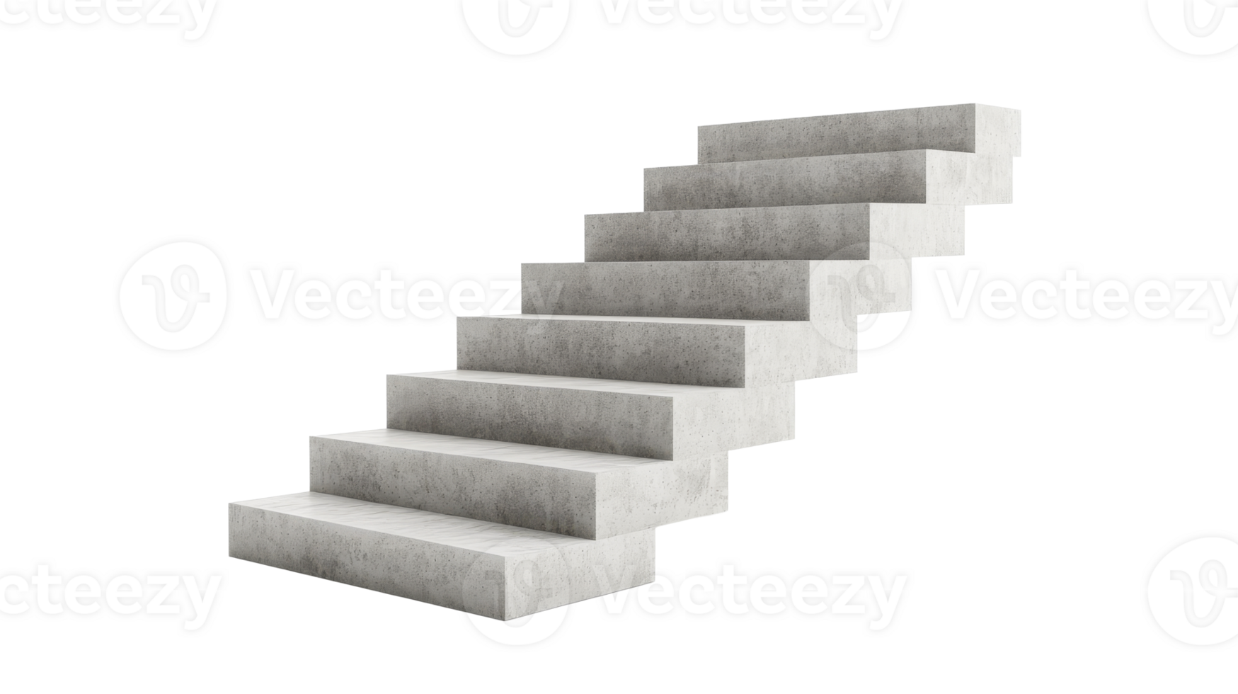 Concrete stairs in perspective view isolated on black, cut out transparent png