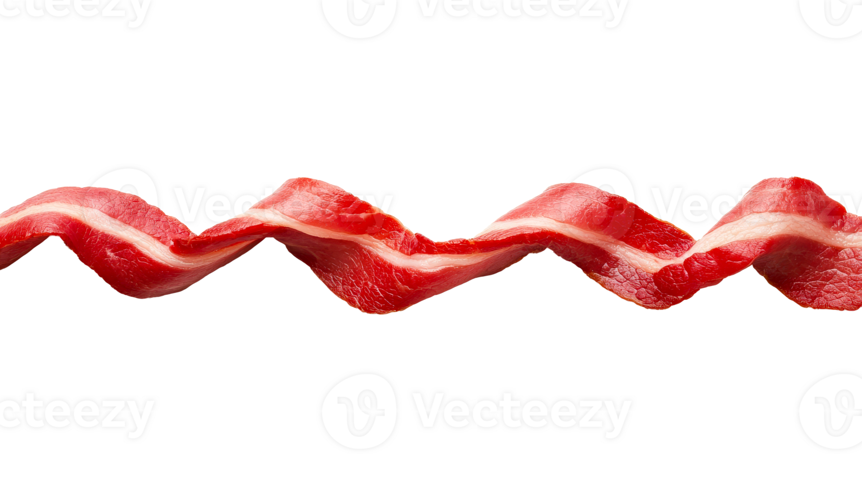 Crispy bacon strip, uncooked meat with fat, delicious fresh pork, cut out transparent png