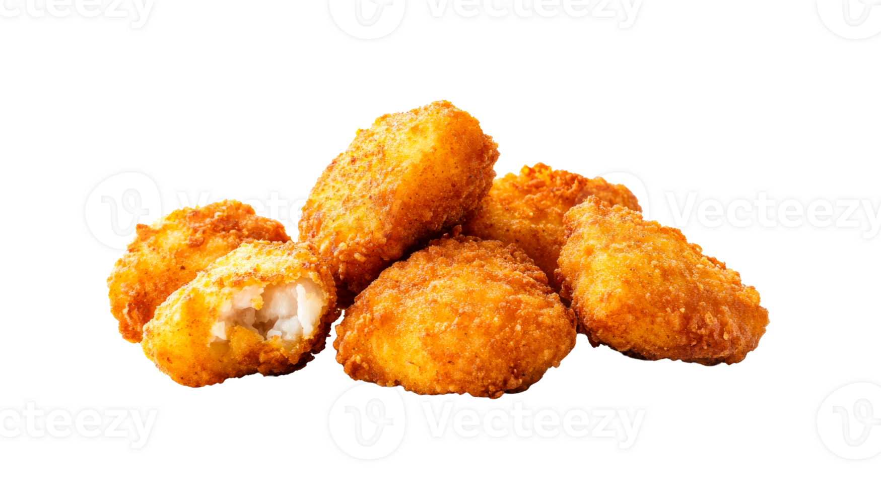 Crispy golden fried fish nuggets with a delicious coating , cut out transparent png