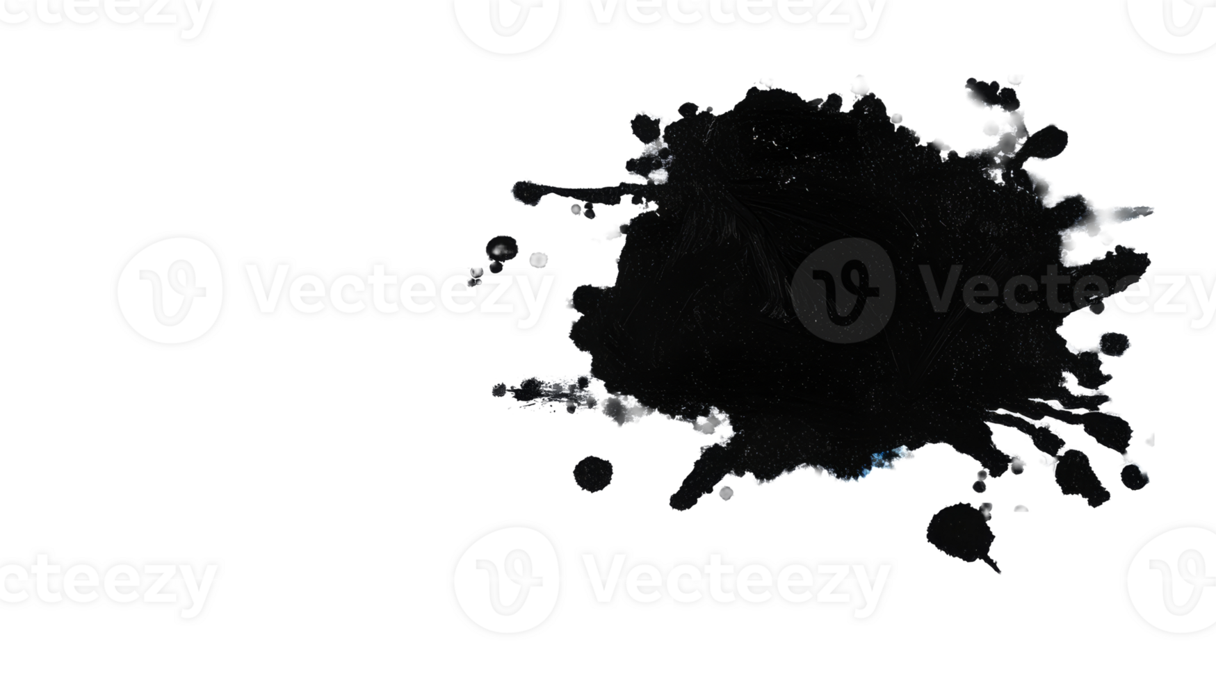 Abstract ink blot on a black backdrop creating graphic texture , cut out transparent png