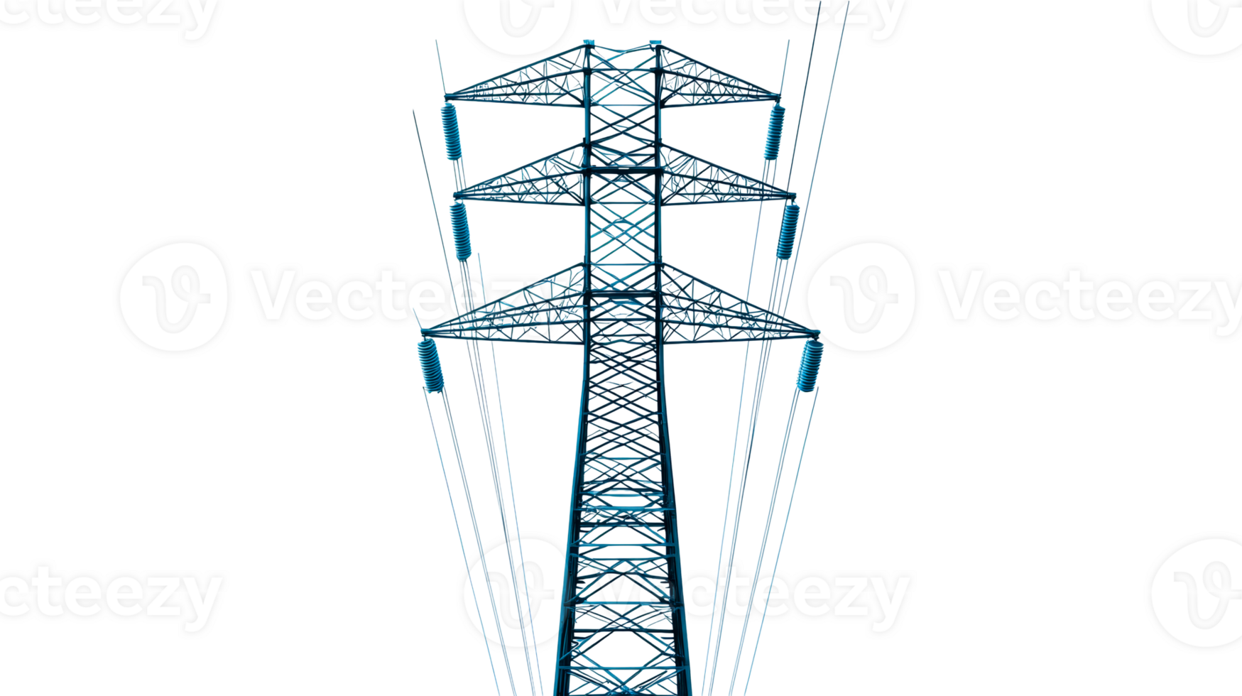 Electric tower with cables, transmission, engineering, cut out transparent png