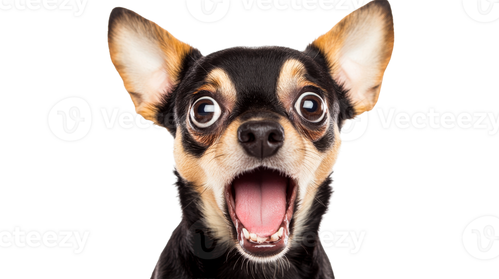 Surprised Chihuahua Puppy with Wide Eyes and Open Mouth, cut out transparent png