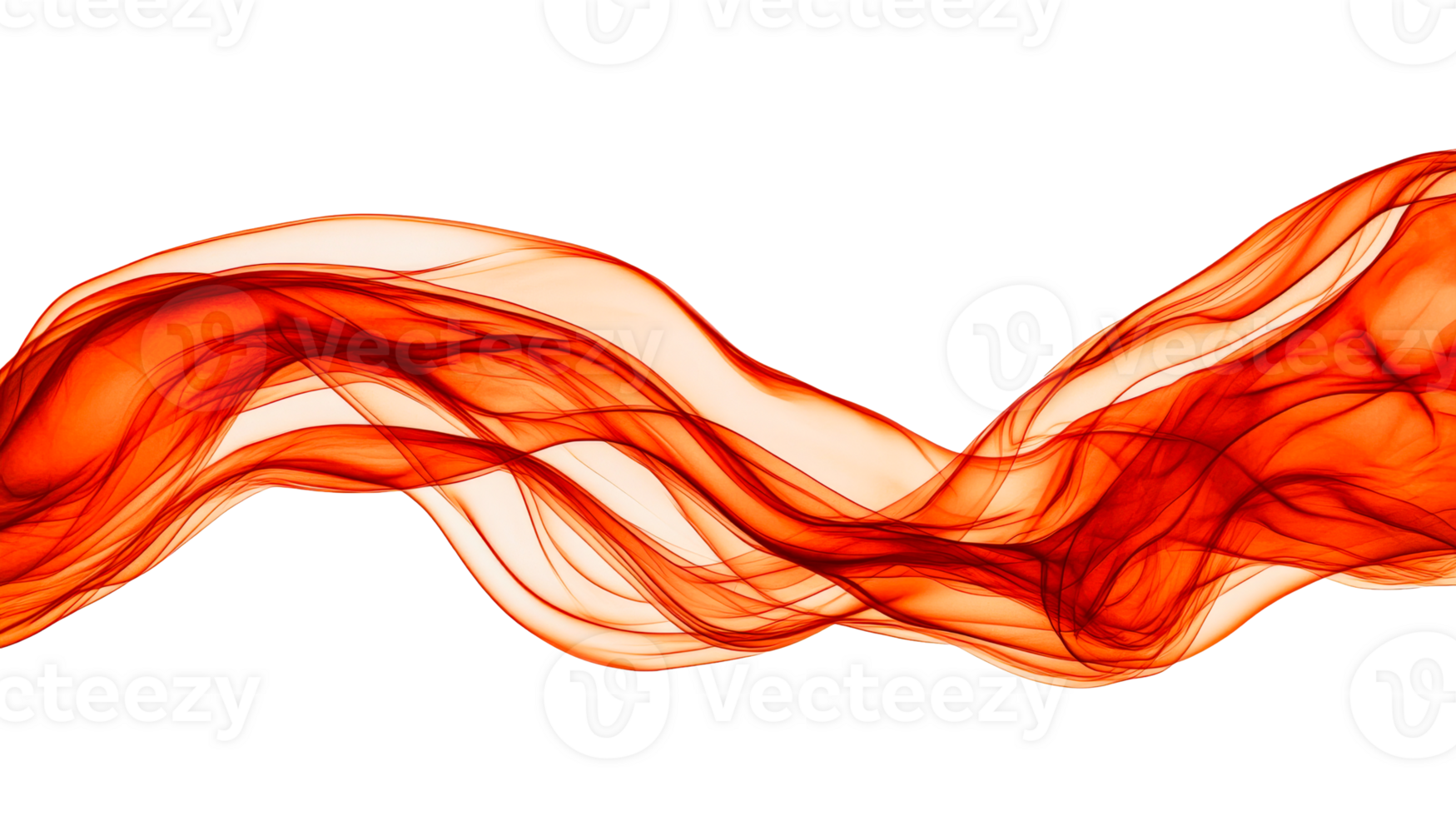 Flowing orange ribbons design on dark background, cut out transparent png