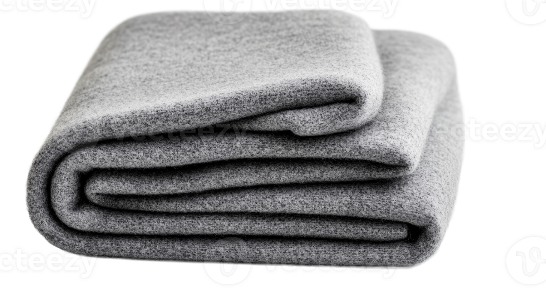 Folded grey blanket, soft textile, cozy fabric texture, cut out transparent png