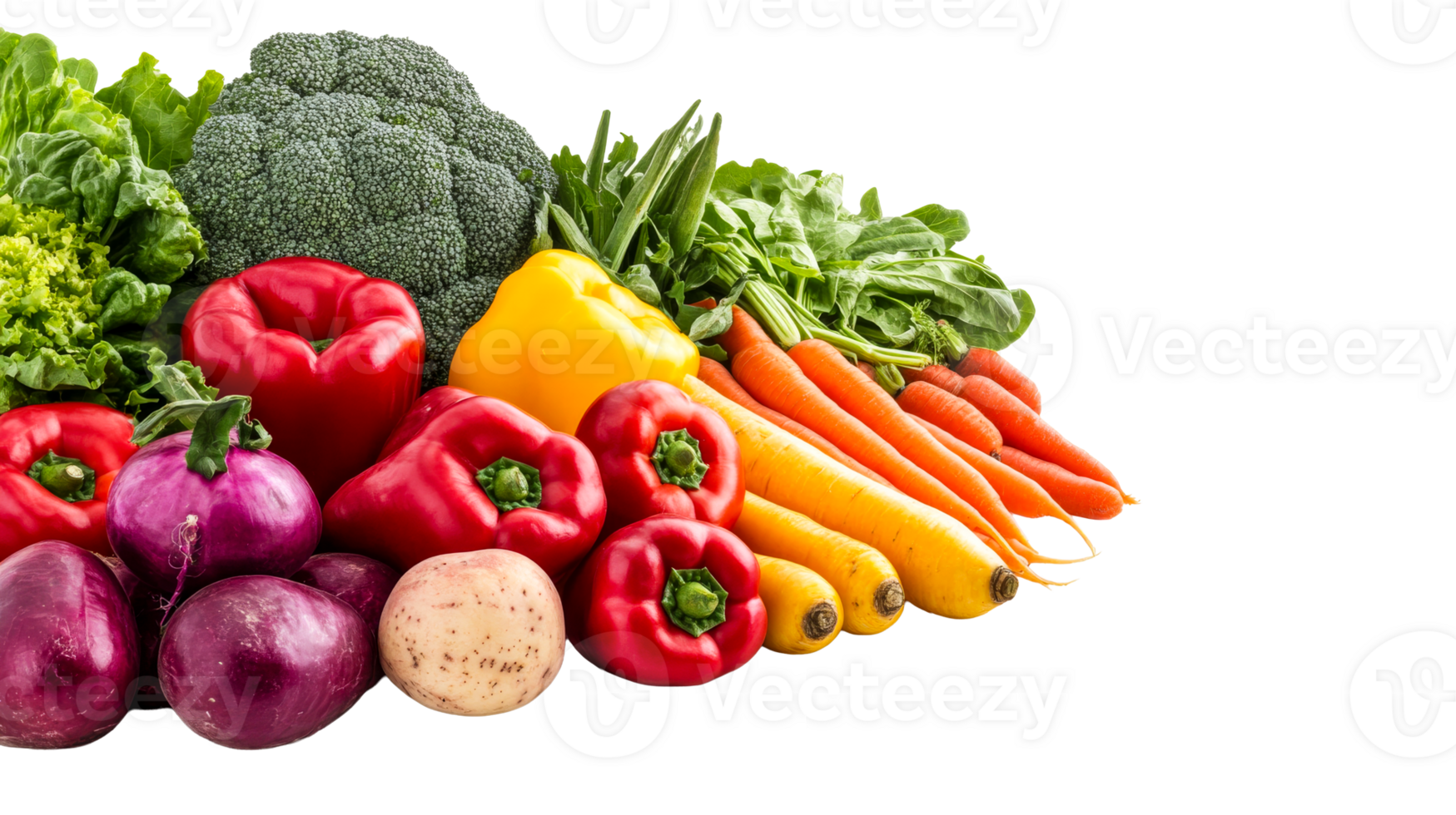 Fresh Vegetables Still Life Isolated on Black, cut out transparent png