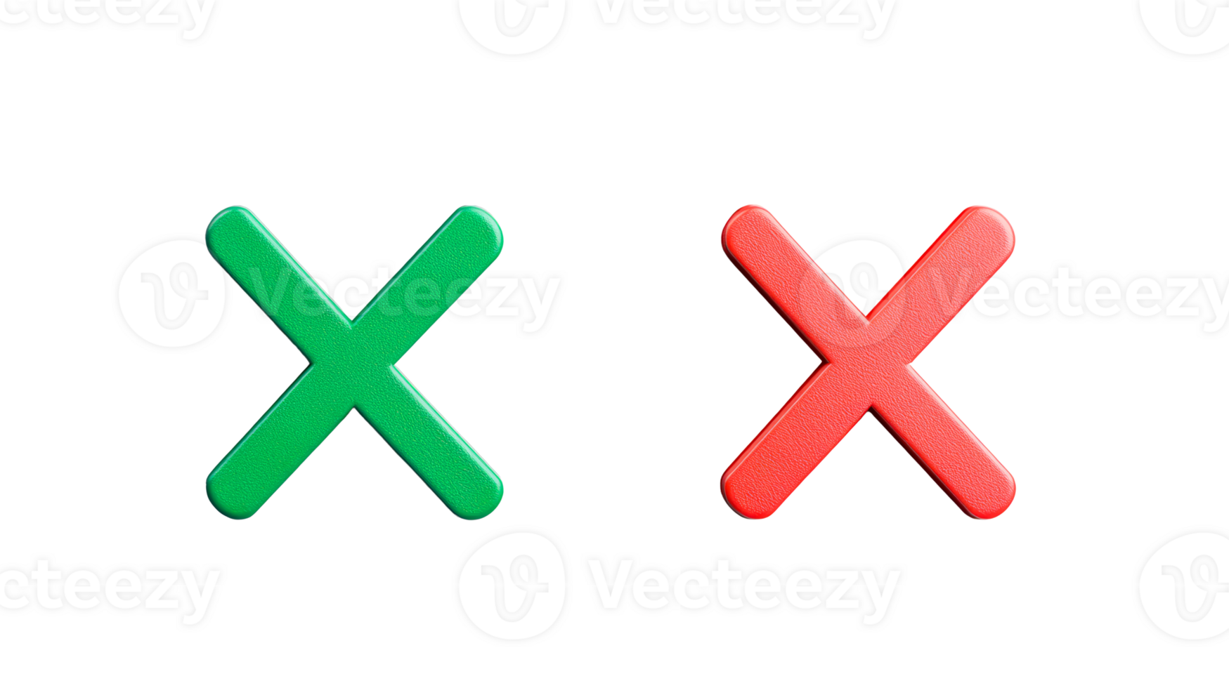 Green and red crosses, isolated on black background, cut out transparent png