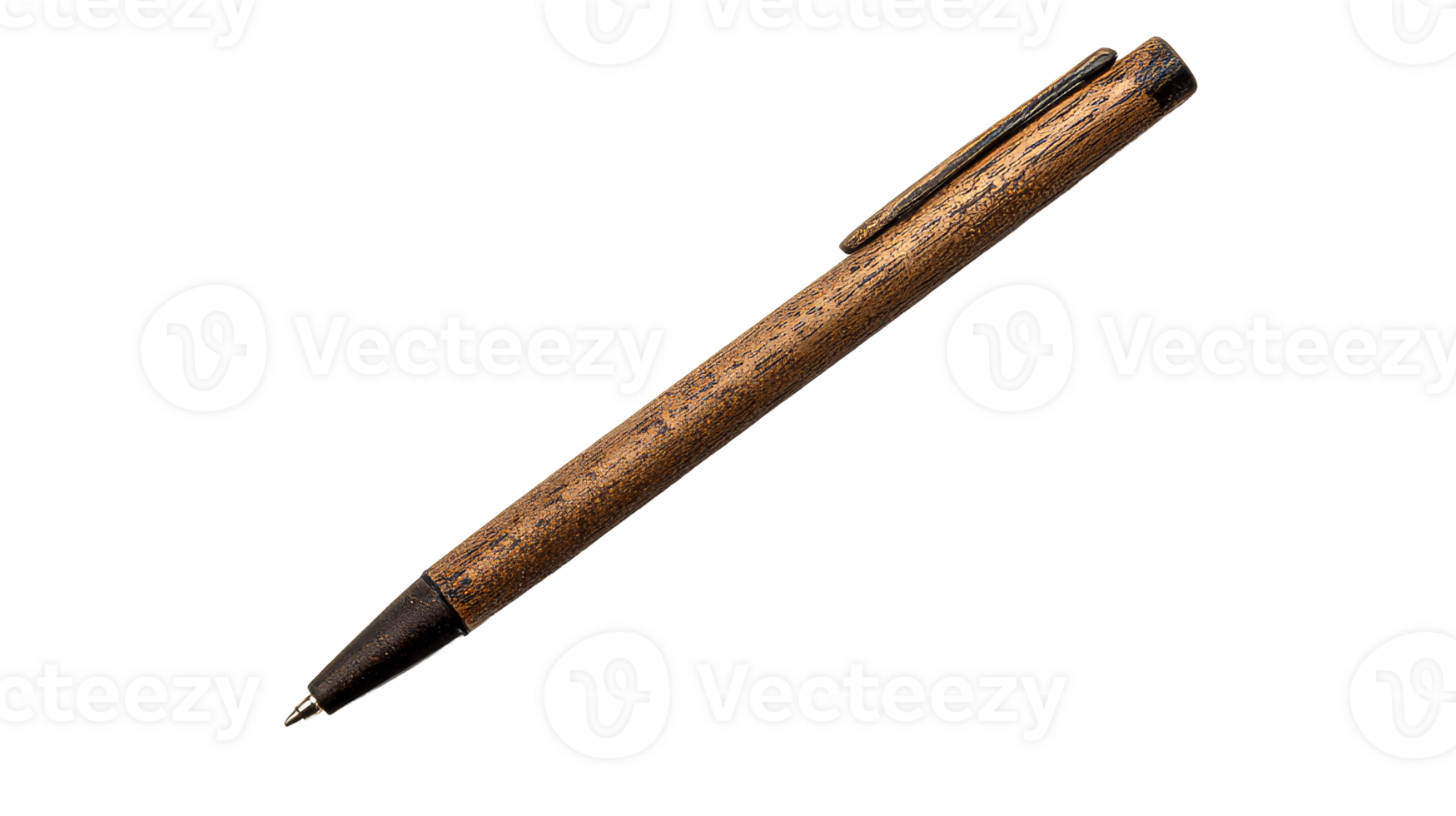 Rustic Wood Pen on Black Background, Cut Out Transparent png