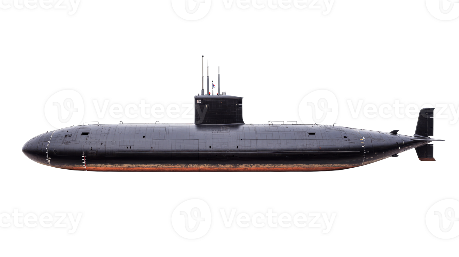 Stealth Submarine with Raised Periscope, cut out transparent png