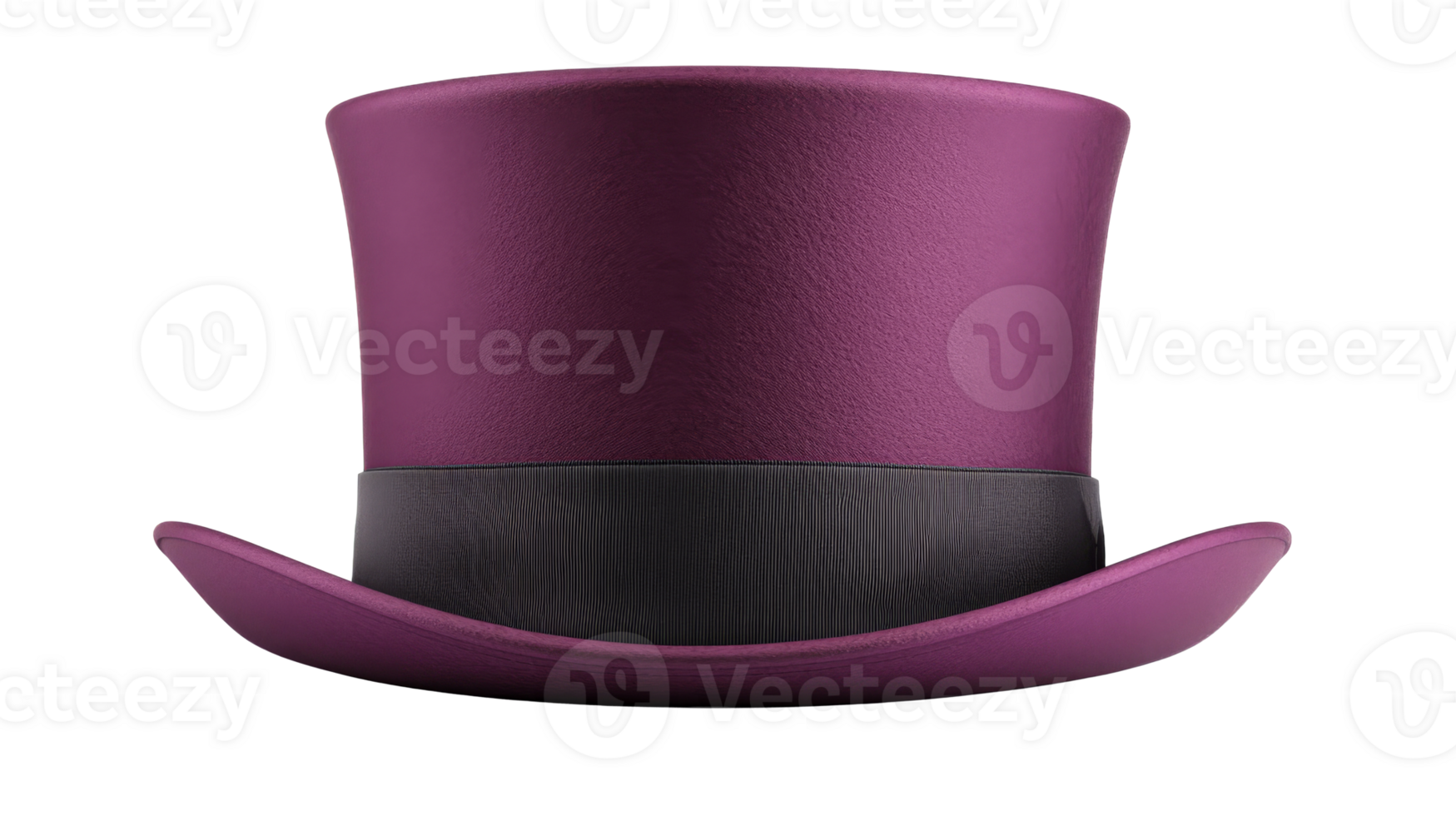 Plum-colored top hat with a black ribbon, cut out transparent png