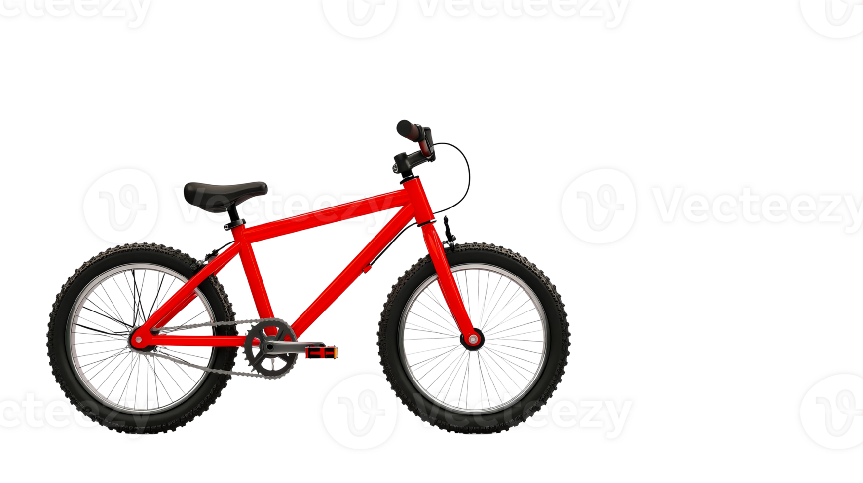 Red BMX bicycle isolated on black background, cut out transparent png