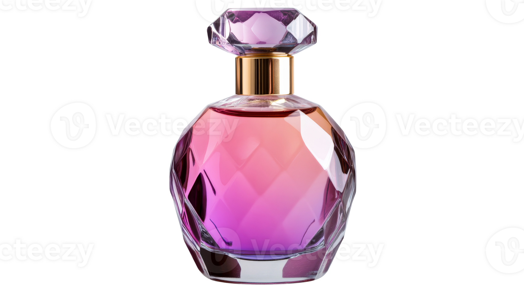 Elegant pink perfume bottle on black, cut out transparent png