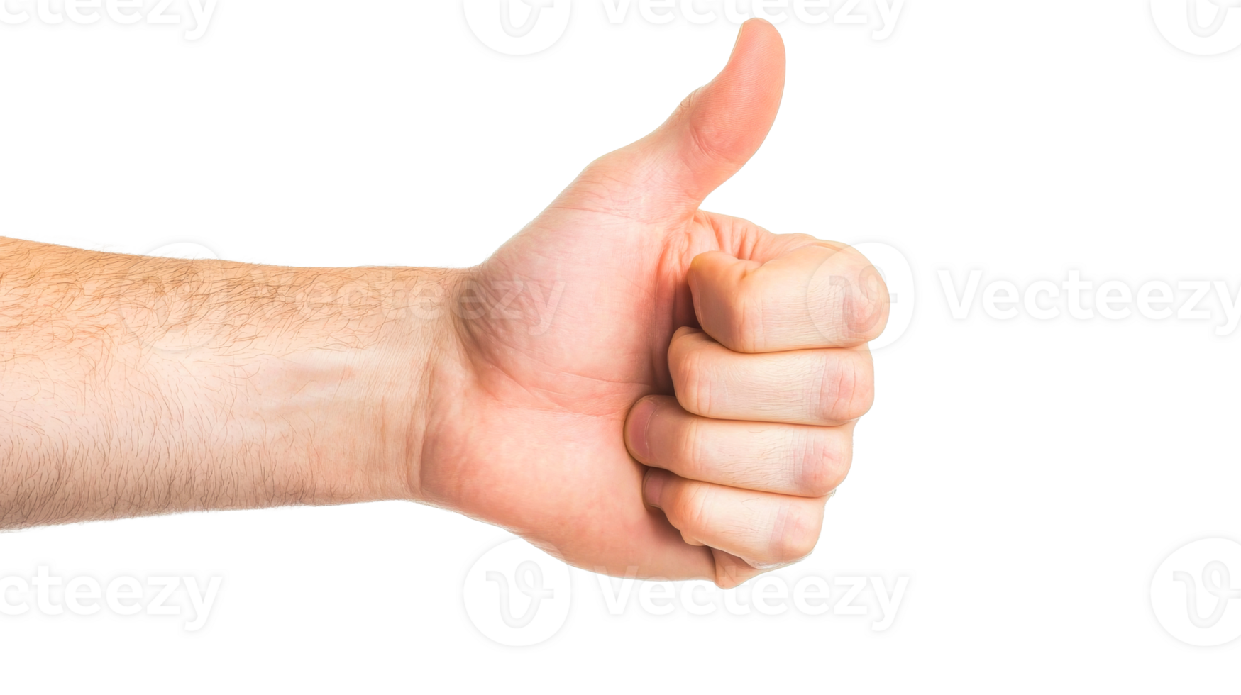 Hand gesture gives approving sign, thumb up, isolated, cut out transparent png