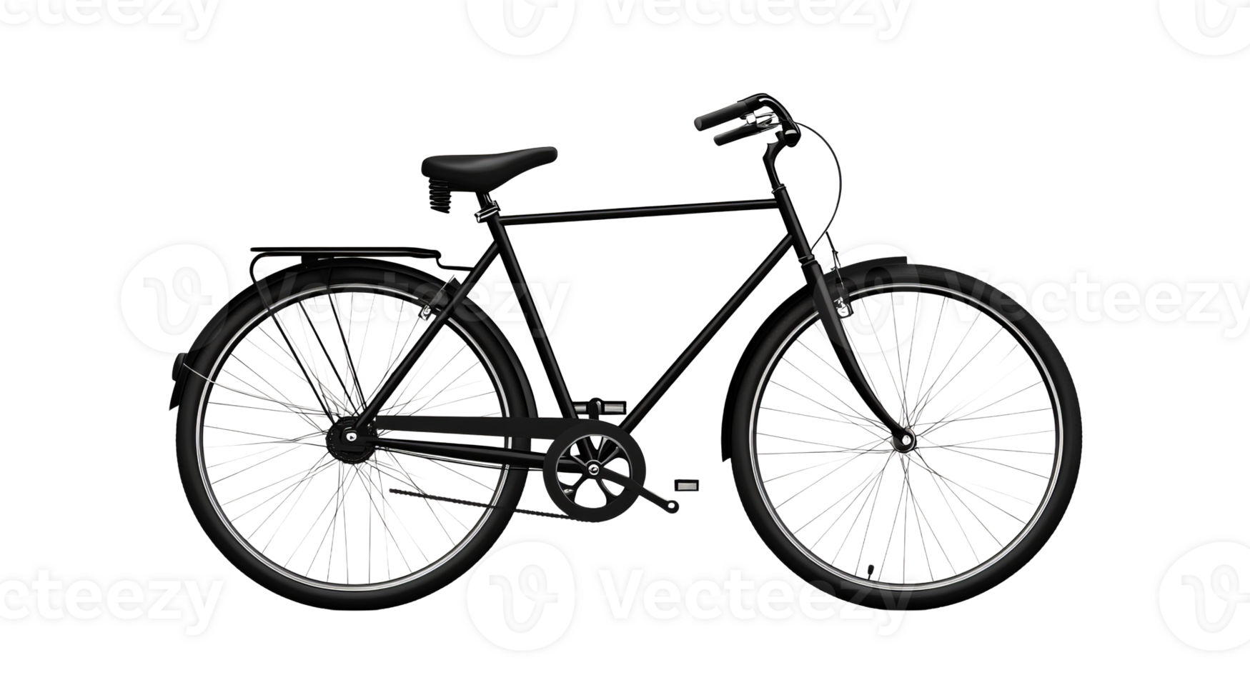 Classic Bicycle with Spoked Wheels and Black Frame, cut out transparent png