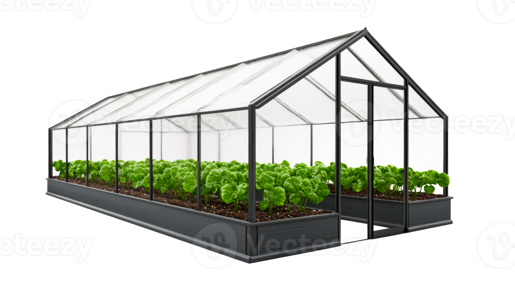 Greenhouse with plants, isolated transparent png