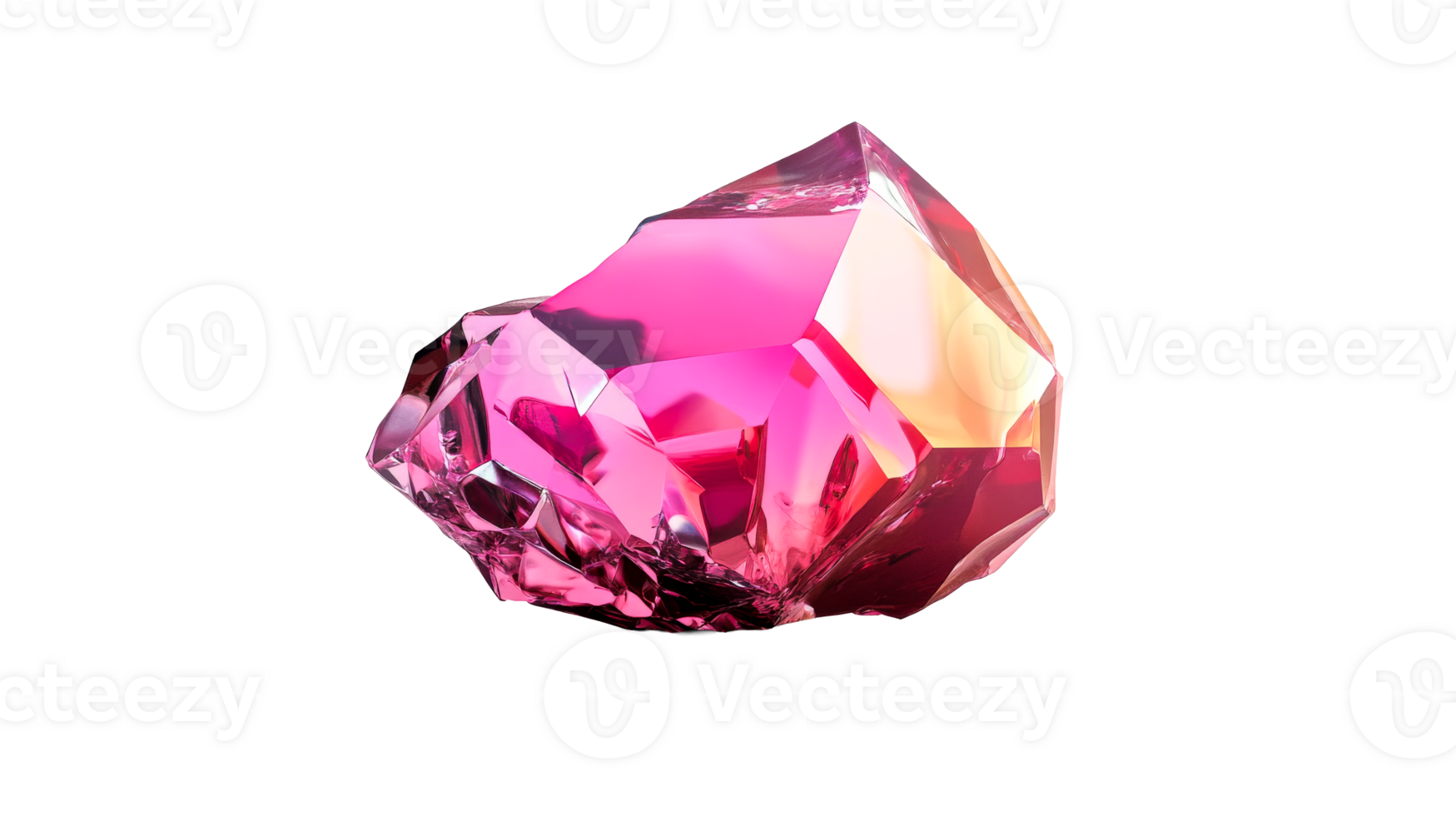 Shining pink crystal shape, vibrant and eye-catching rendering, cut out transparent png