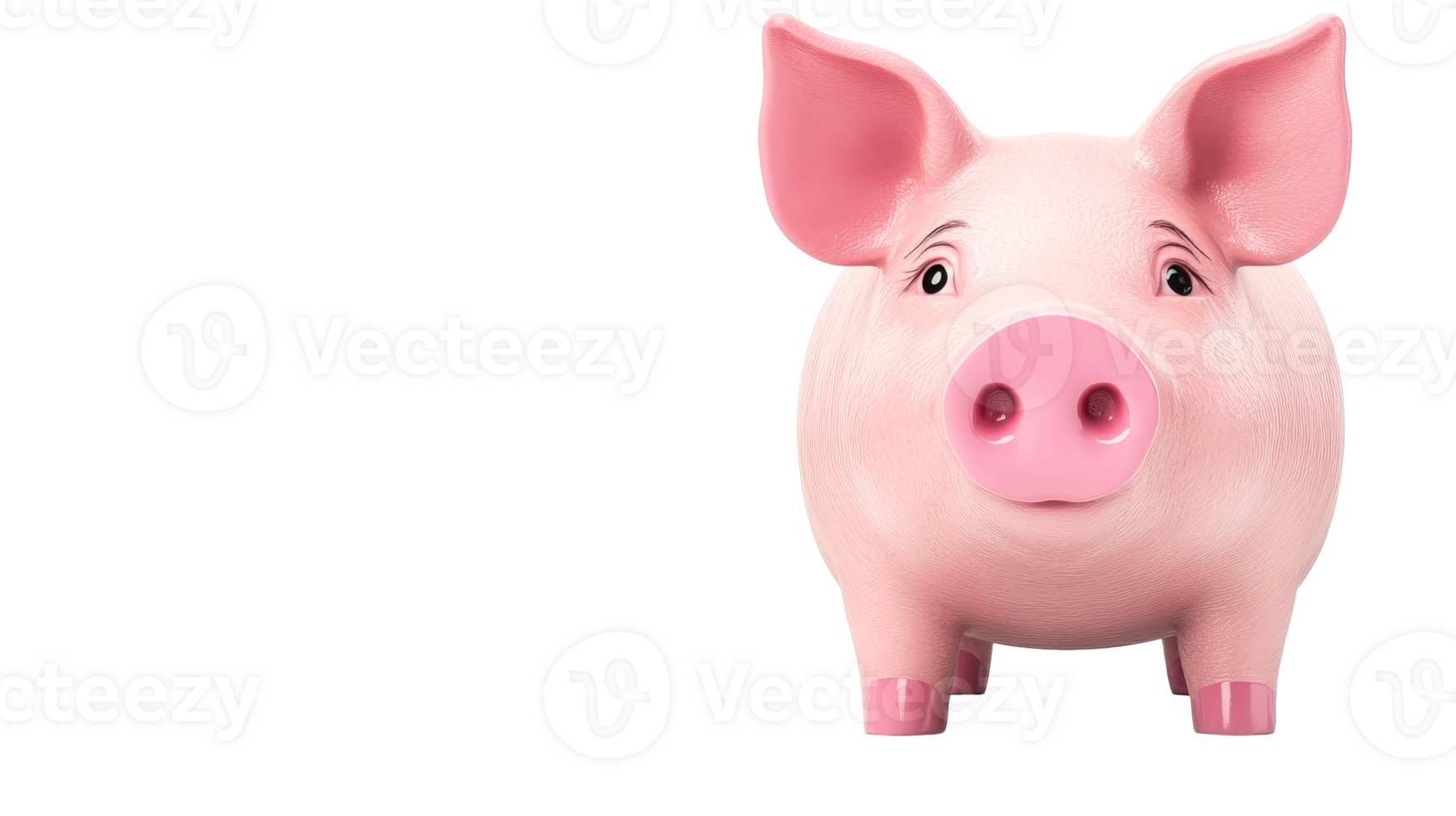 Pink Piggy Bank with Detailed Features and Charming Expression, cut out transparent png