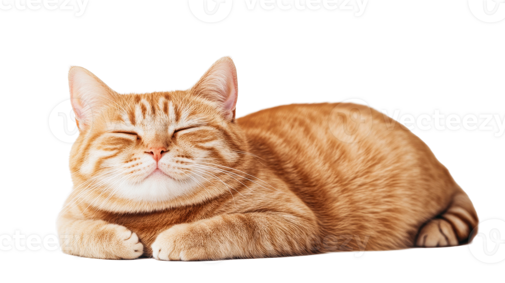 Orange tabby cat, feline relaxation, domestic pet, animal, cut out transparent png