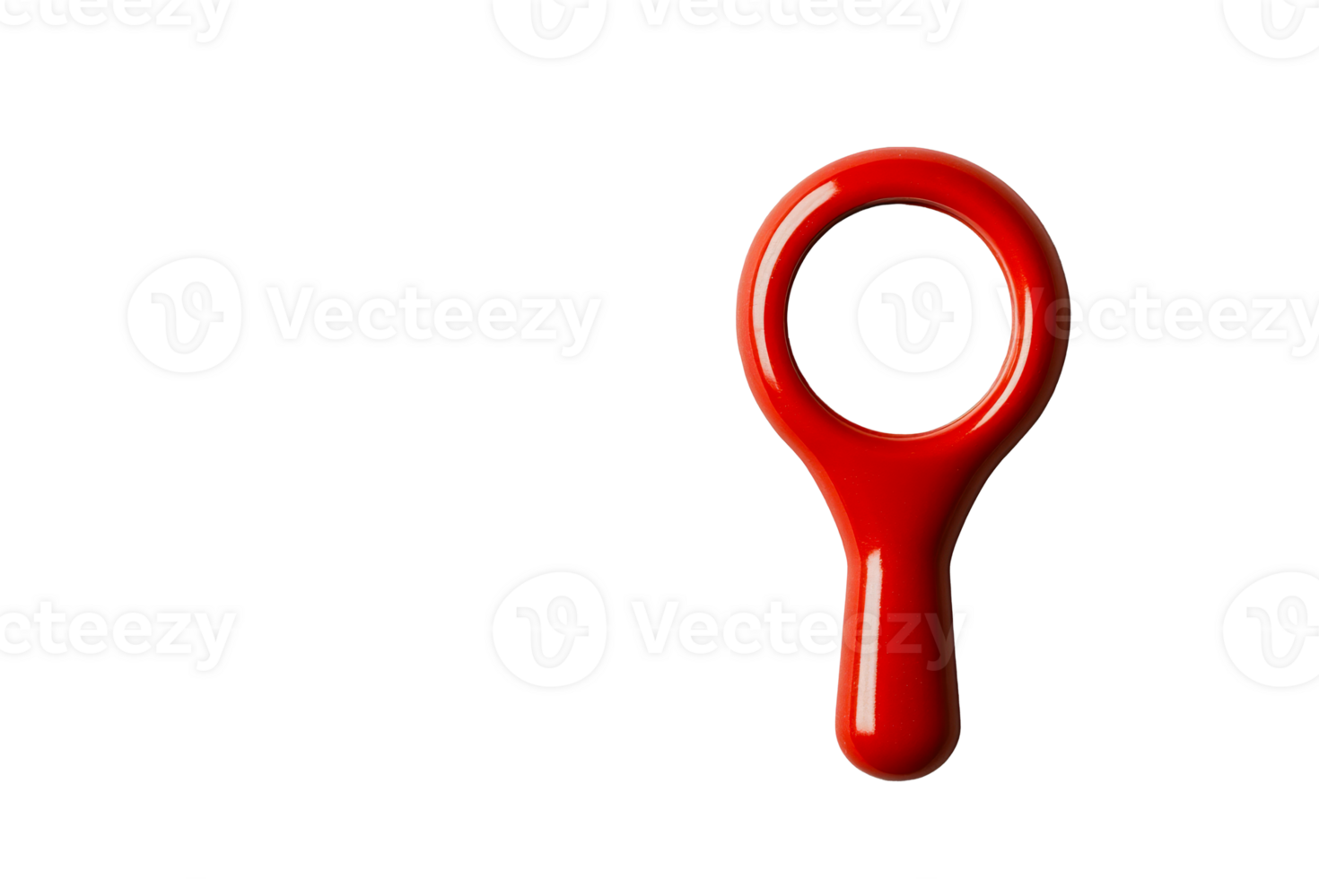 Glossy red ring pull on black background studio shot, cut out transparent png