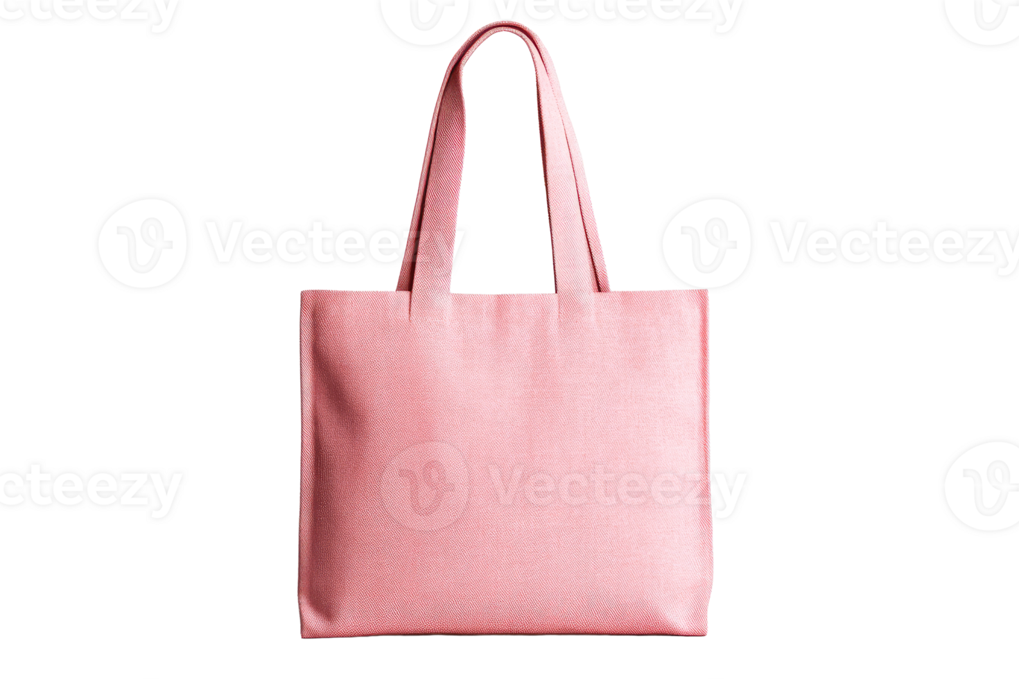 Pink textile bag with handles, isolated cutout transparent png