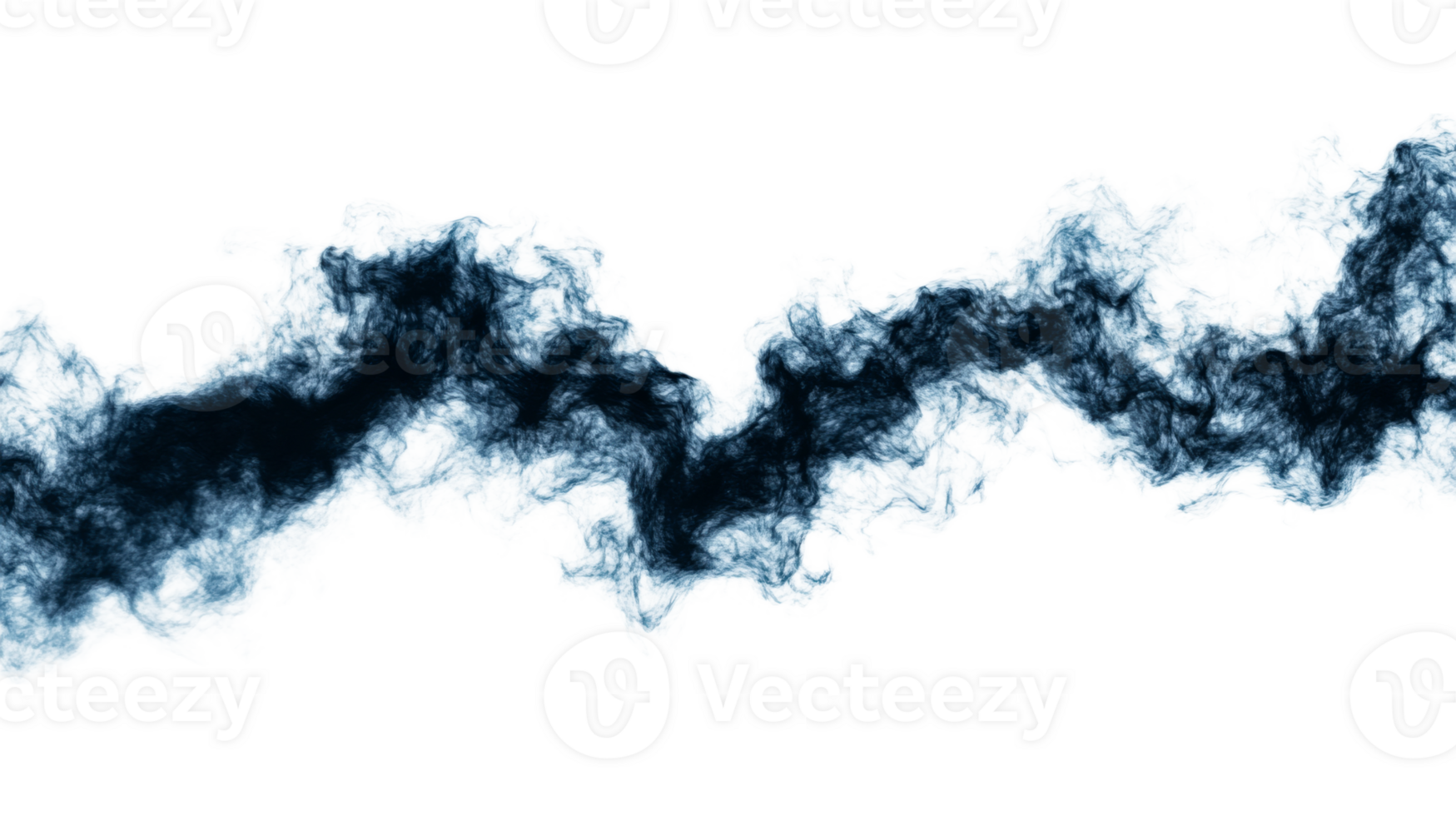 Abstract blue smoke wave design on black backdrop, cut out transparent png