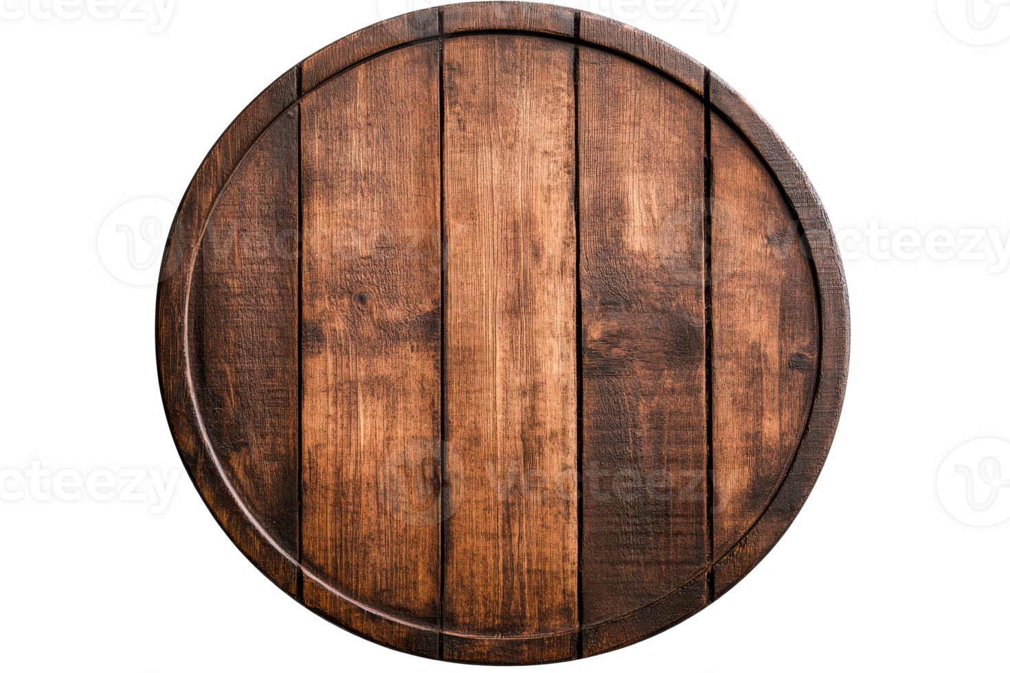 Barrel bottom end grain wooden brown circles background, cut out transparent png