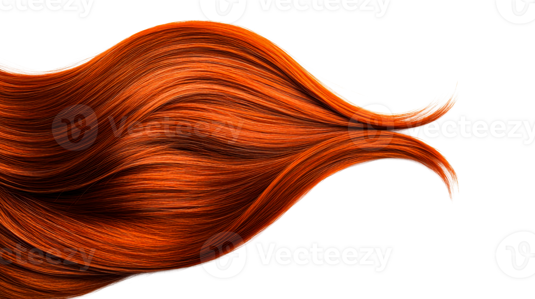 Vibrant orange hair flowing smoothly on a transparent background png