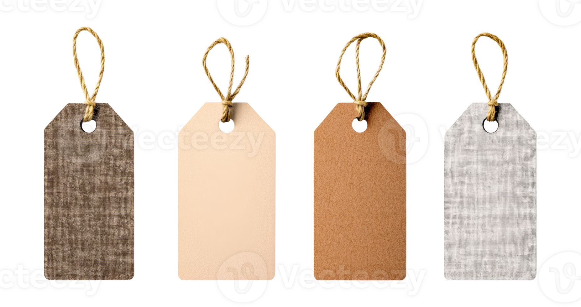 Various blank gift tags with string for labeling and decorating png