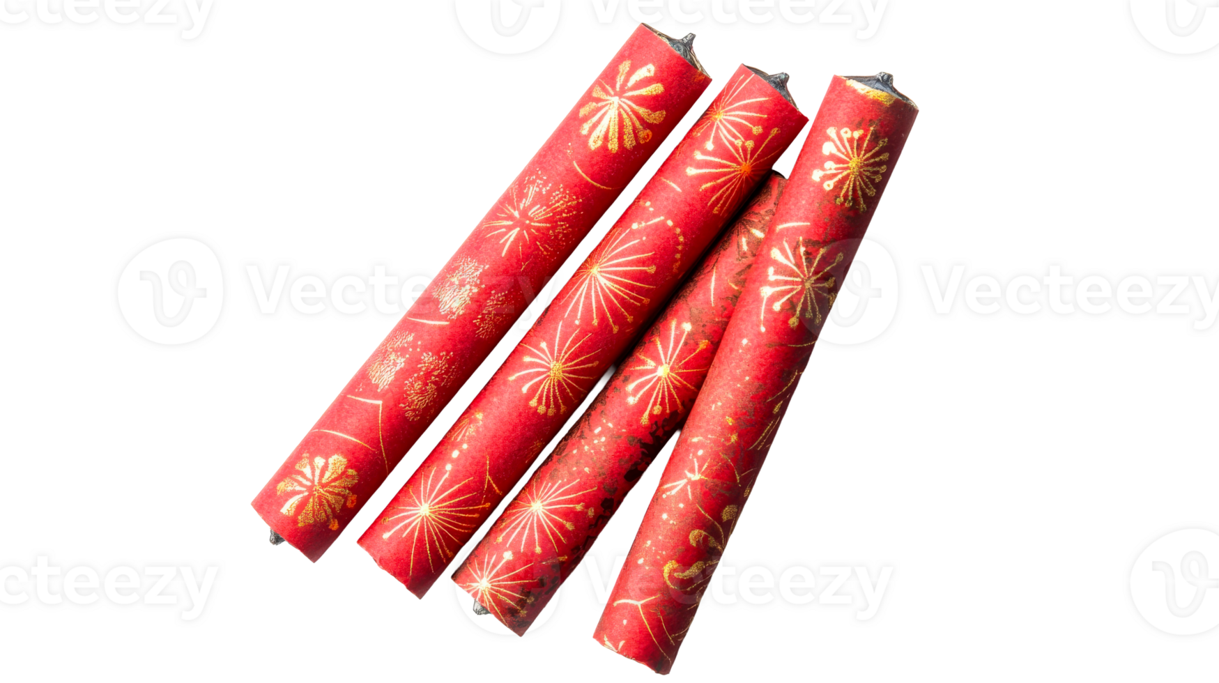 Decorative red gift wrap rolls with golden patterns for celebrations png