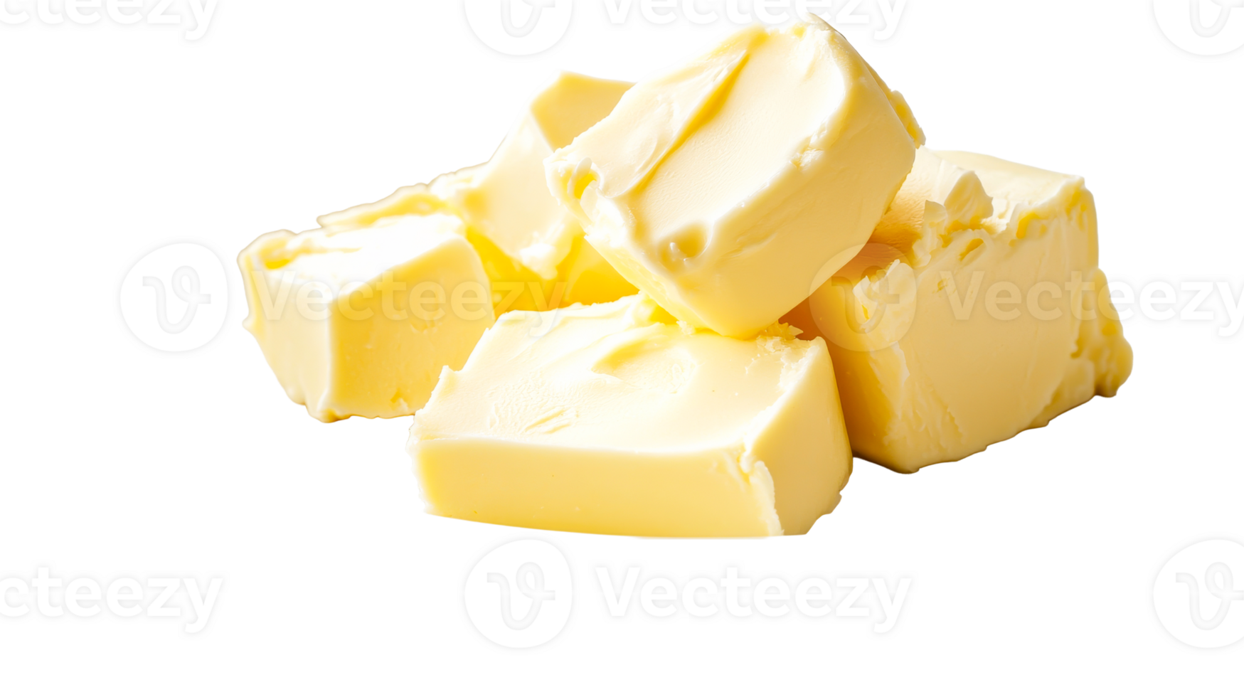 Blocks of butter stacked on each other with a transparent background png