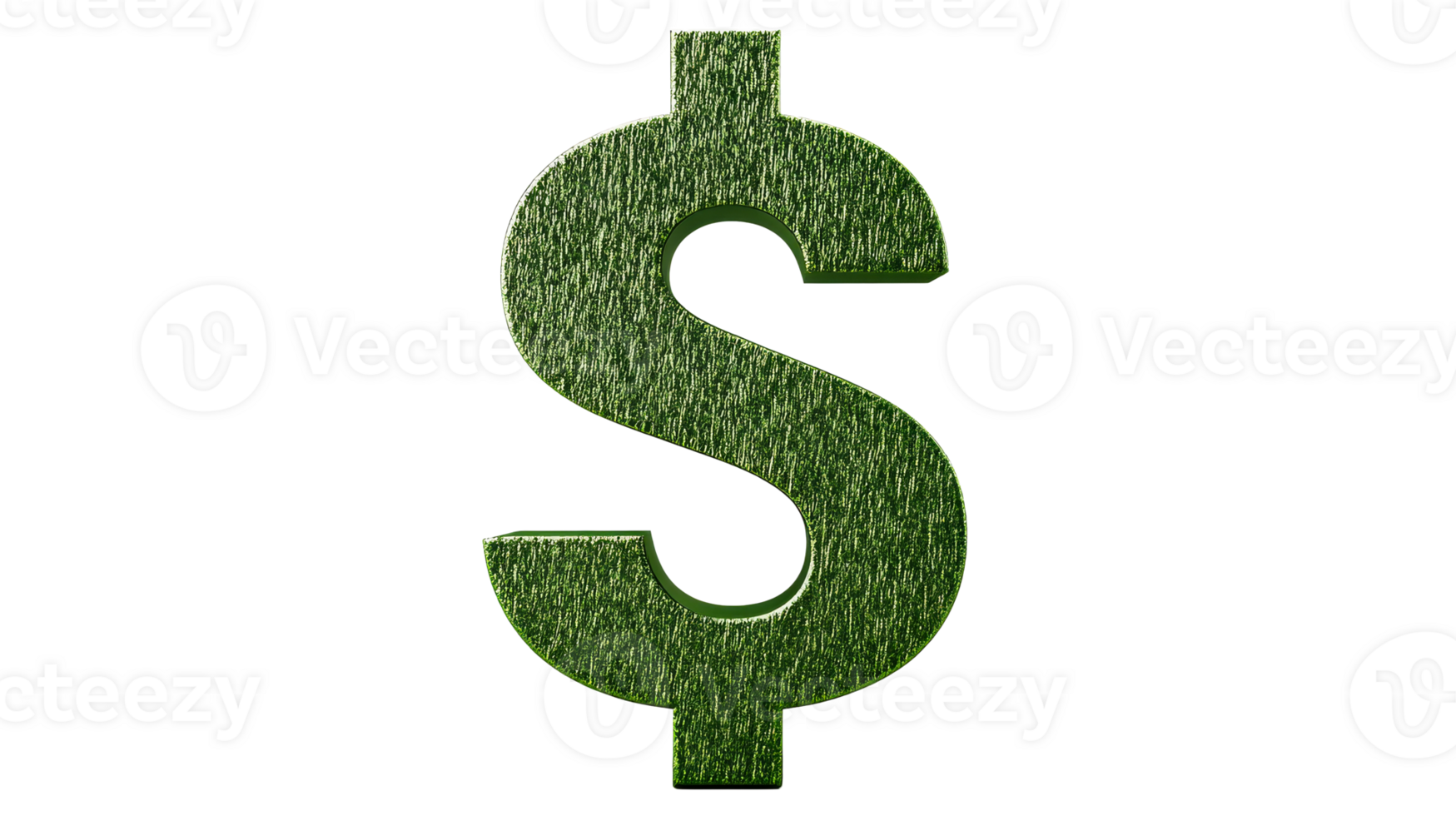 Symbol of wealth created from green grass on transparent background png