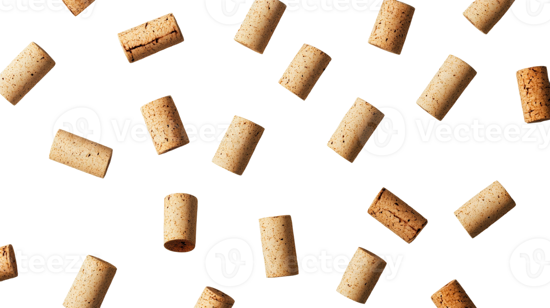 Floating corks on a transparent background create a dynamic effect png