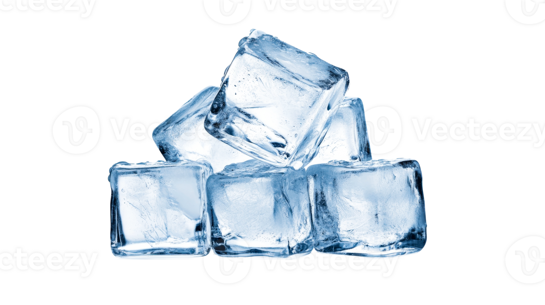 Pile of ice cubes on a transparent background png