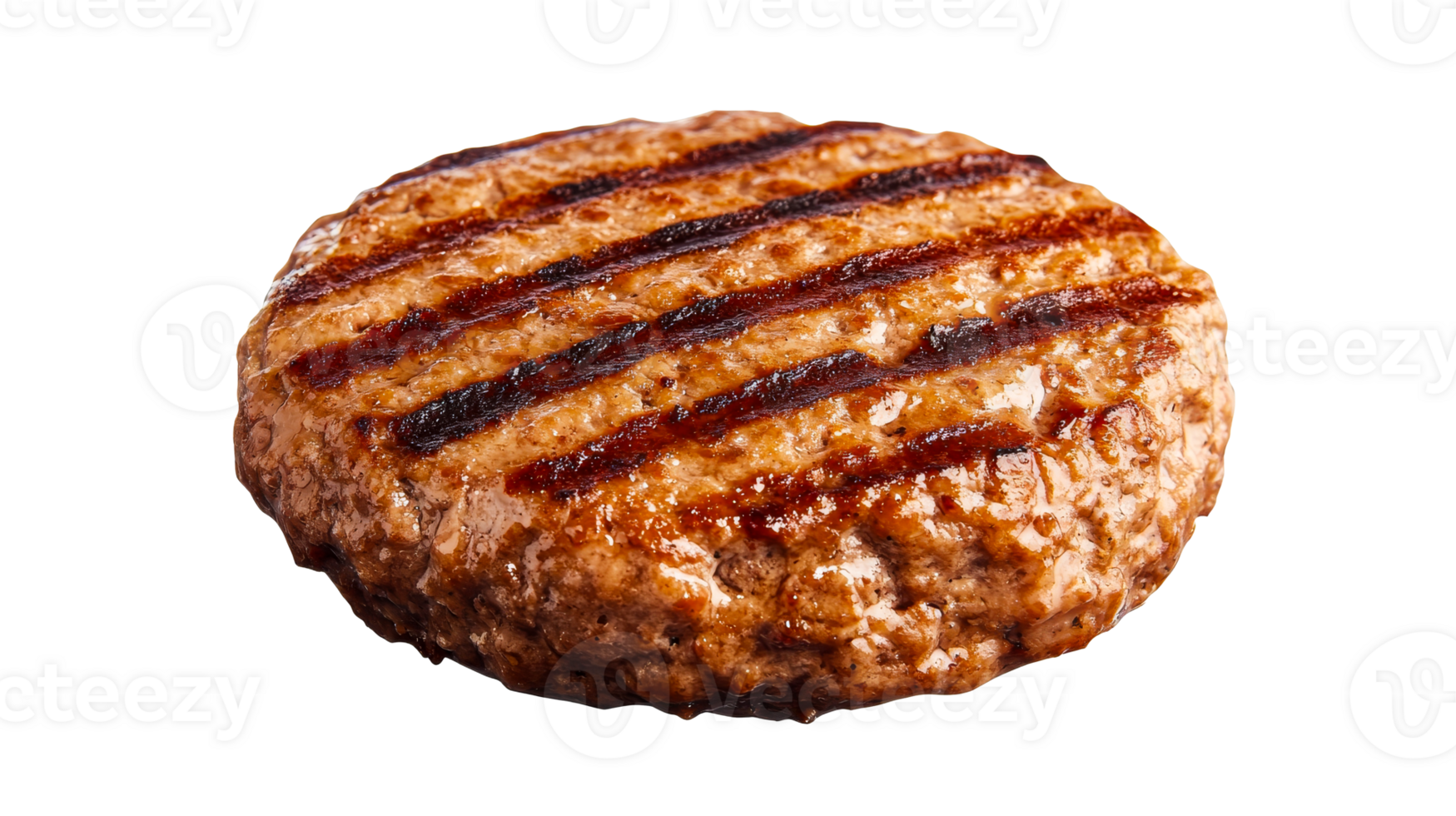 Charcoal grilled hamburger patty on a clear background png