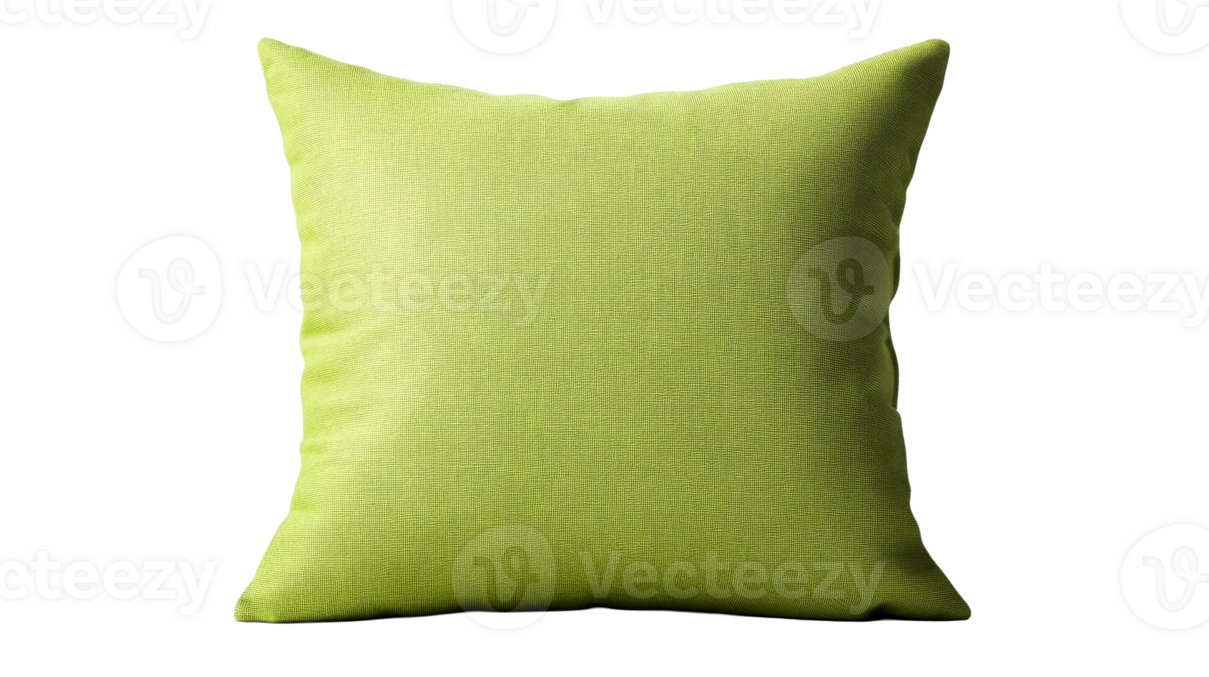 Bright green decorative pillow with a textured fabric design png
