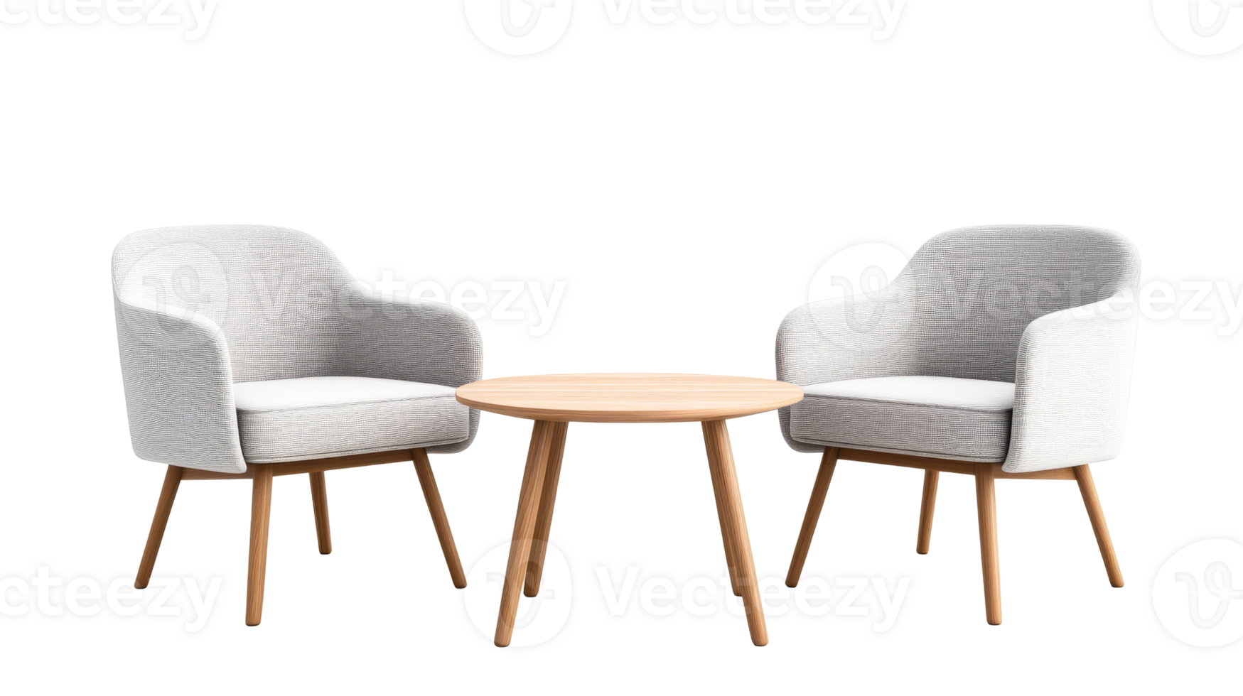 Cozy seating arrangement with two chairs and a wooden table png