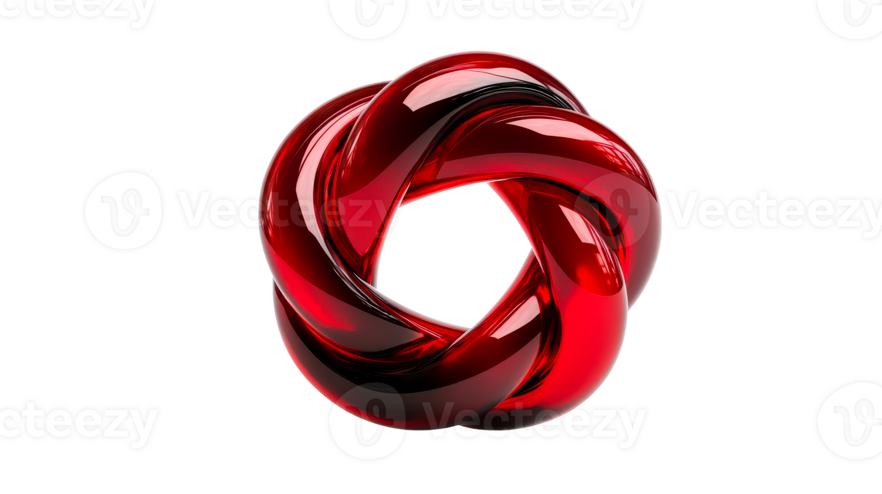 Elegant red twisted knot sculpture on transparent background png