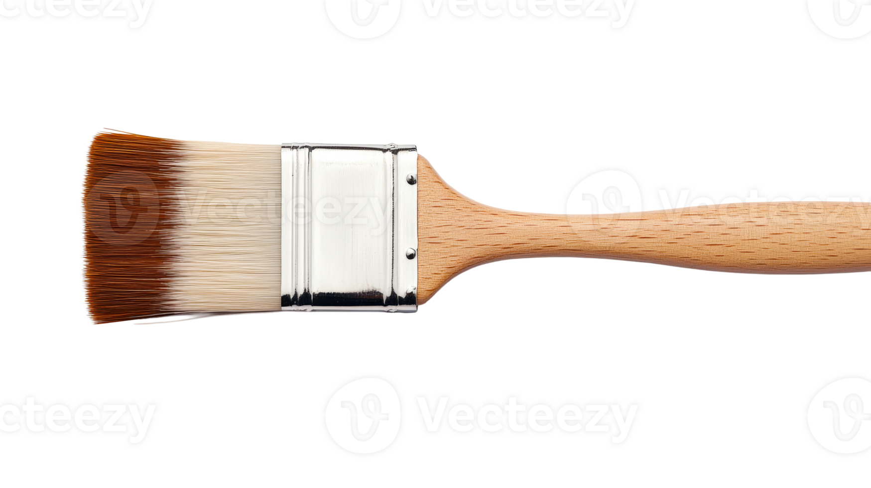 Professional paintbrush with wooden handle on transparent background png