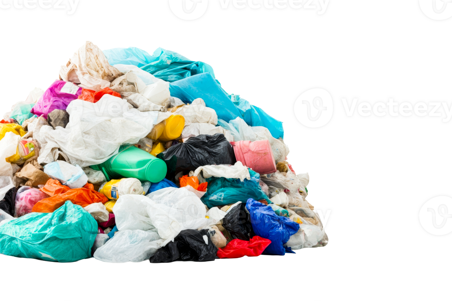 Pile of mixed waste materials in urban environment for disposal png