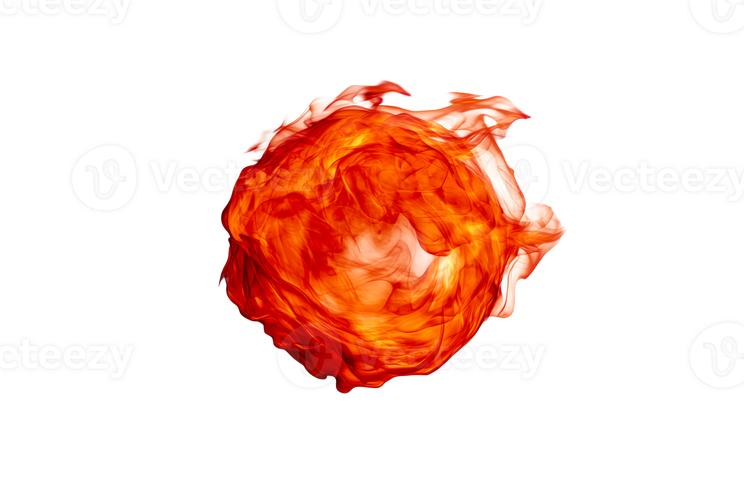 Vibrant red and orange flame ball on transparent backdrop png
