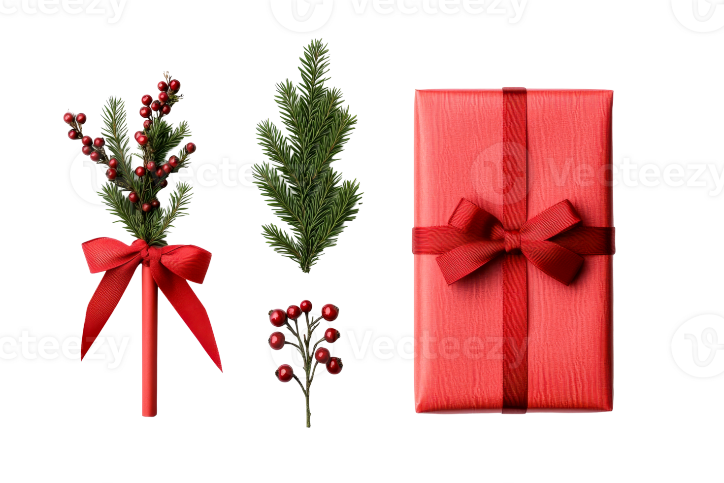 Christmas gift and decorations with red accents for the holiday season png