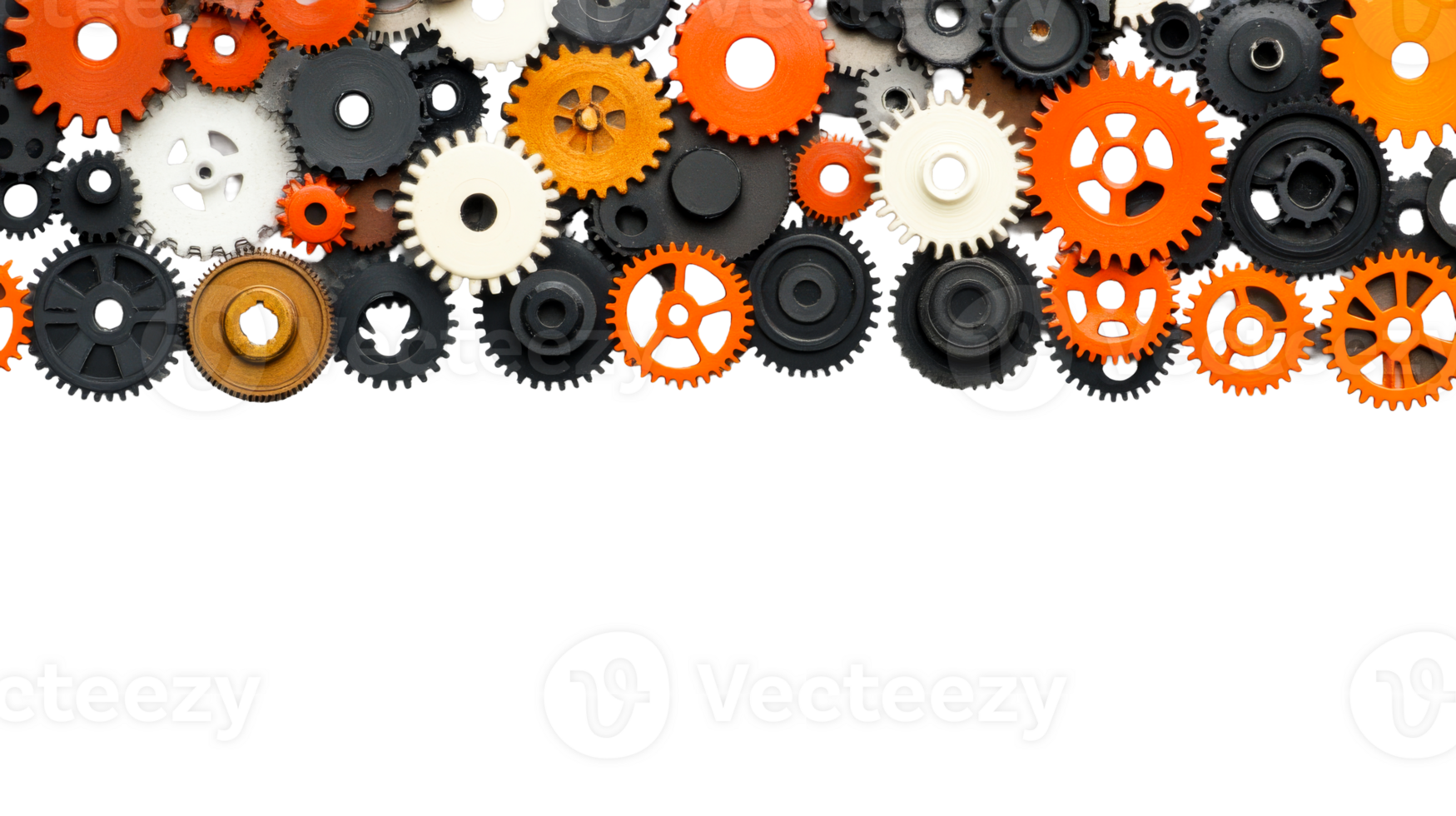 Colorful gears and cogs on a transparent background for design use png