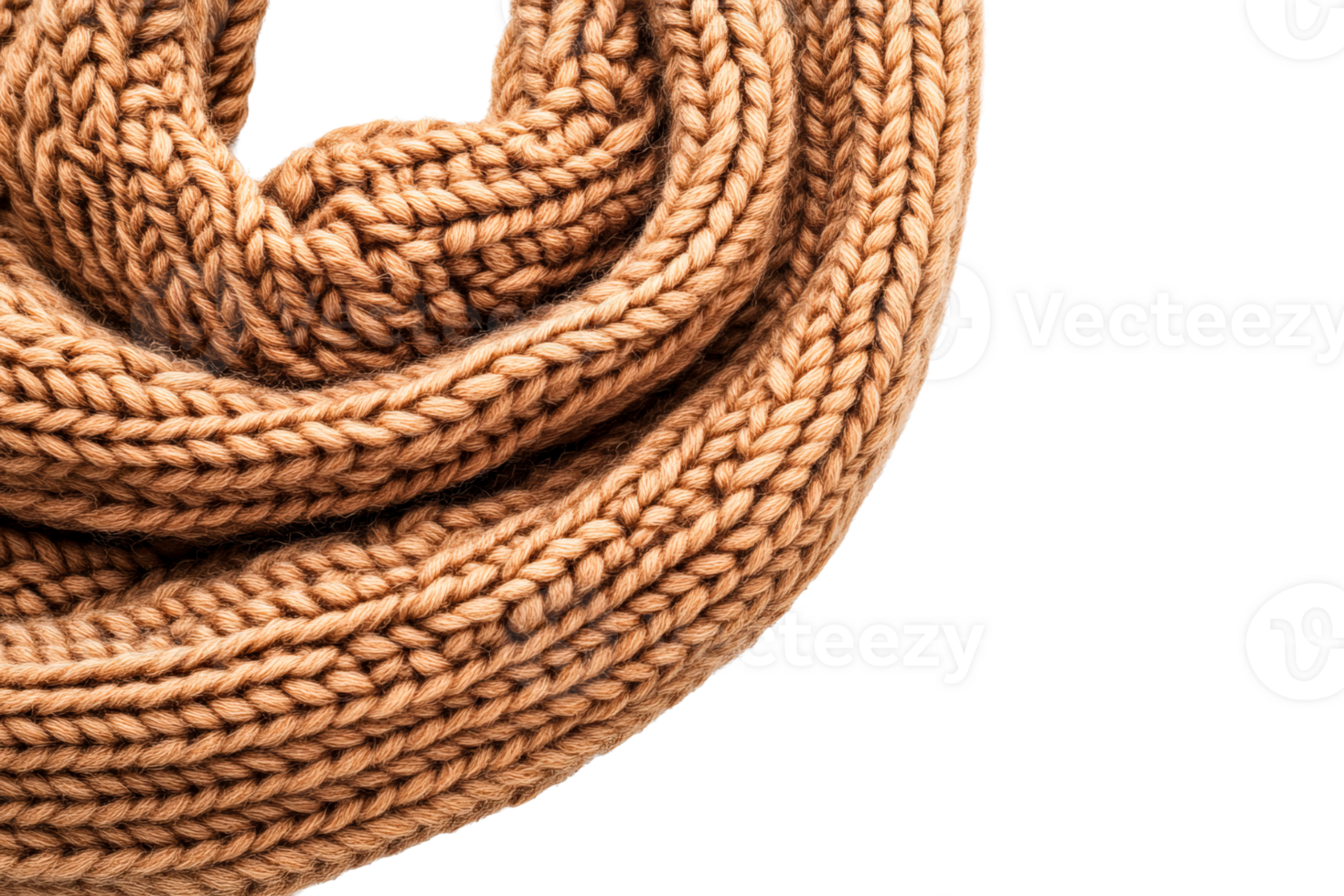 A soft, knitted scarf in a warm neutral hue is elegantly arranged png