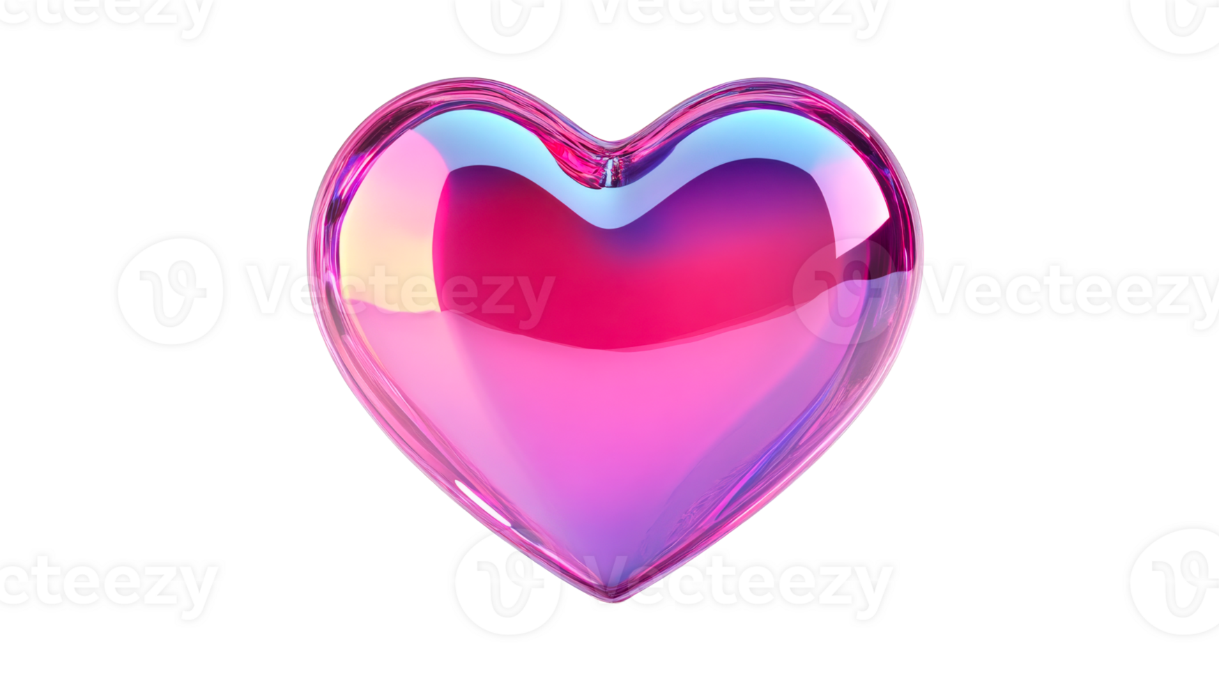 Gradient heart shape with glass reflection effect, cut out transparent png