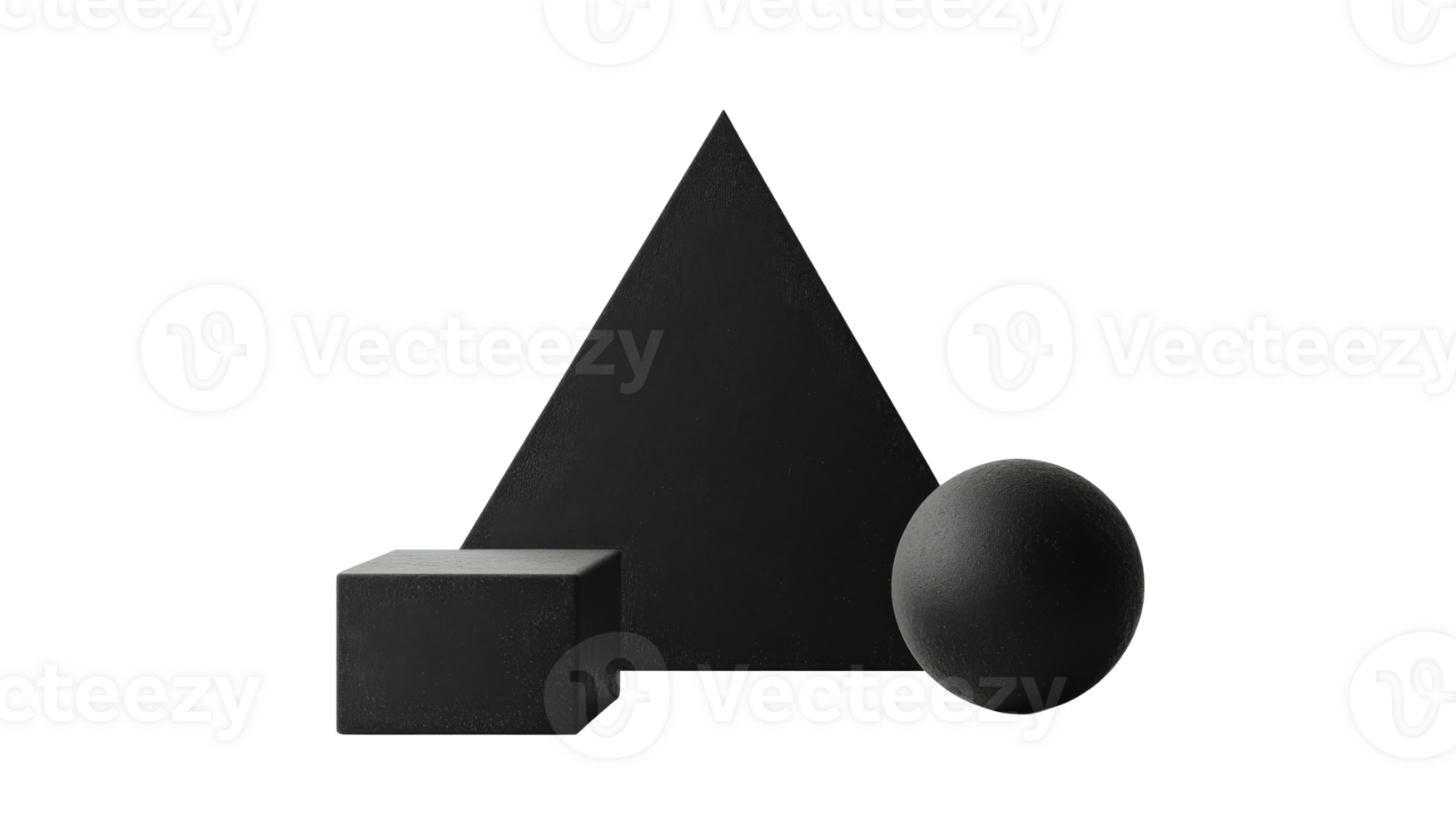 Sphere, cube, triangle, black, rough, abstract, geometric, cut out transparent png