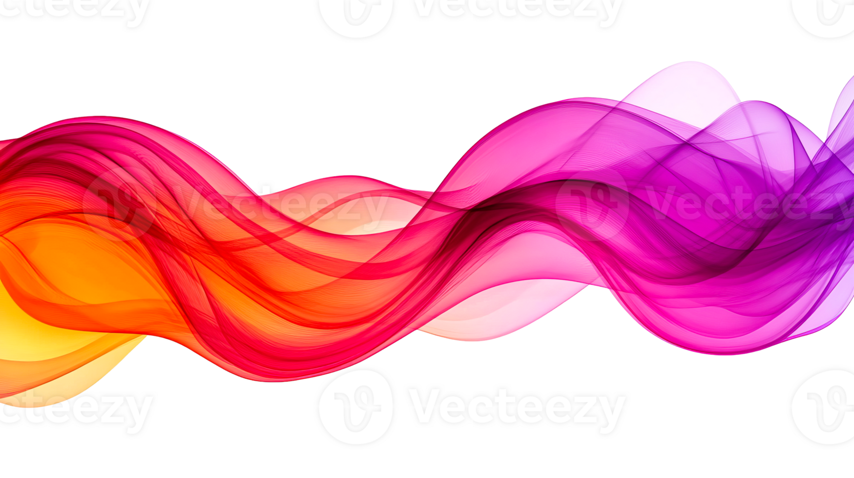 Abstract flowing wave design with vibrant colors, cut out transparent png
