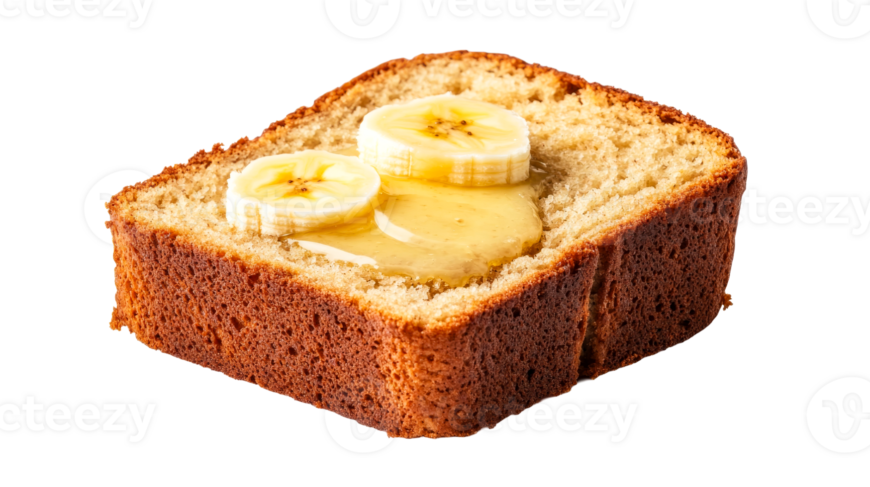 Delicious Slice of Banana Bread with Honey, cut out transparent png
